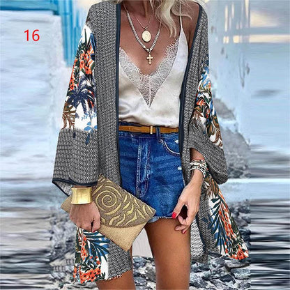 Bohemian Floral Bluse Lässig Lose Strand