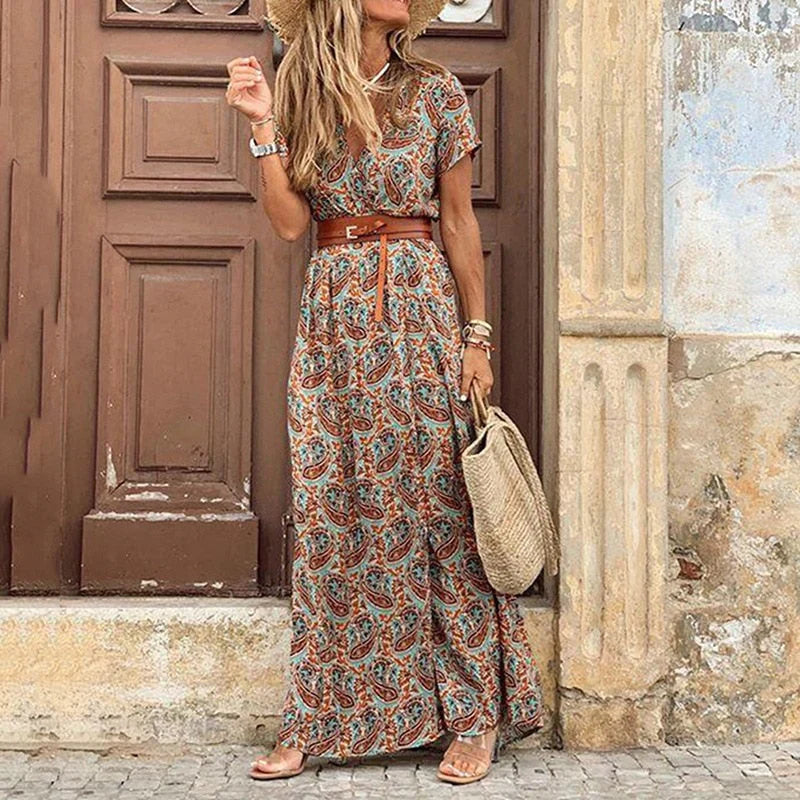 Elegantes Bohemian-Kleid mit kostenlosem Gürtel