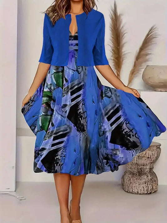 elegantes ärmelloses Kleid mit passendem leichtem Sakko
