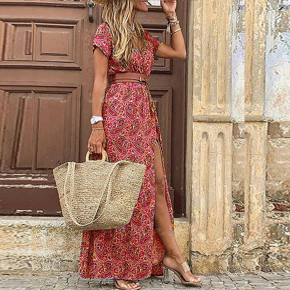 Elegantes Bohemian-Kleid mit kostenlosem Gürtel