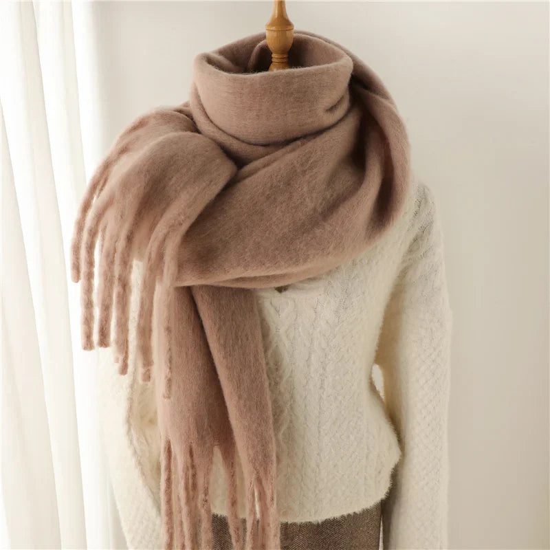 Velucci | Kaschmir Warmer Winterschal mit großen Quasten