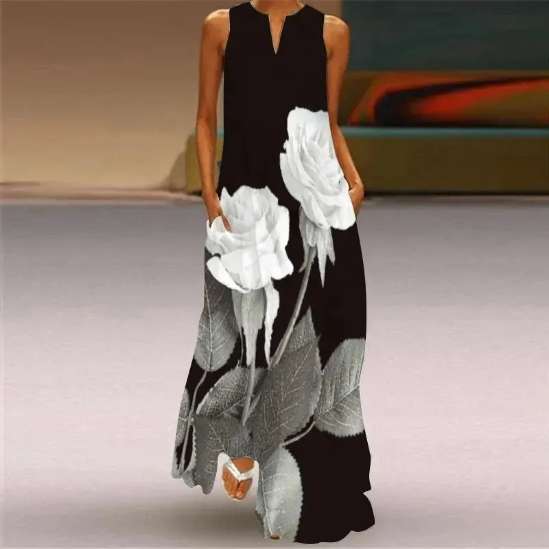 Noreen - Langes Kleid mit Retromuster
