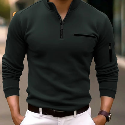 Chris | Hochwertiges Langarmshirt mit Viertelreißverschluss