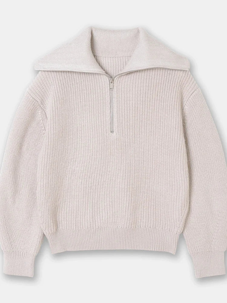 Madeleine - Rollkragenpullover mit gestreiftem Revers
