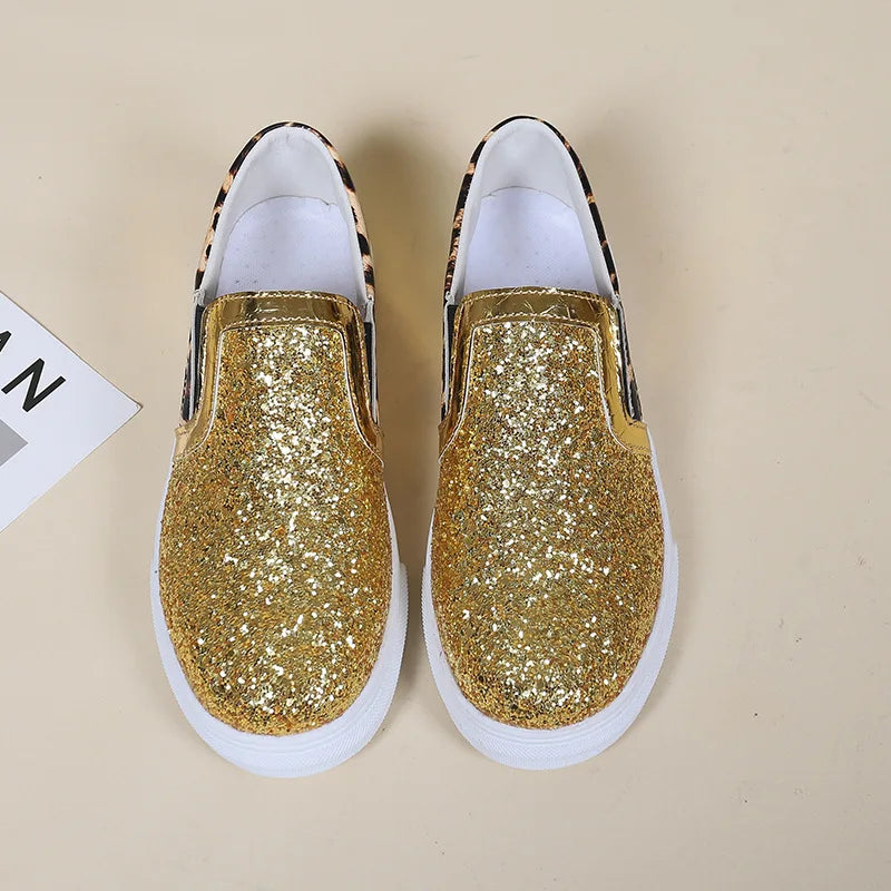 Flache Loafer mit Glitzerpailletten