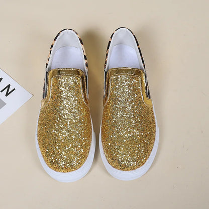 Flache Loafer mit Glitzerpailletten