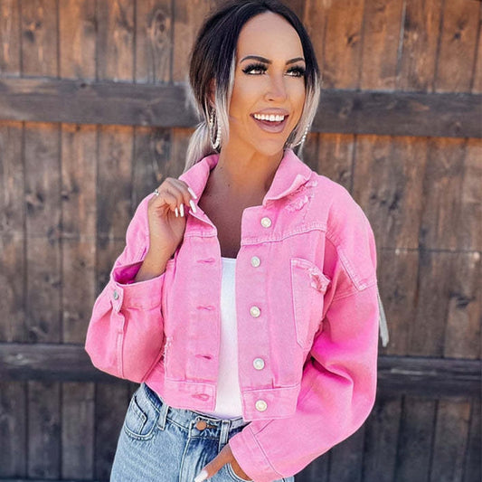 Gretchen - modische Jeansjacke mit Fransen