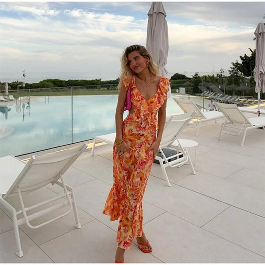 Quinn - Sexy rückenfreies Kleid mit Schmetterlingsärmeln