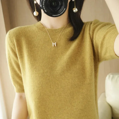 Adele - Strickpullover mit kurzen Ärmeln und Rundhalsausschnitt