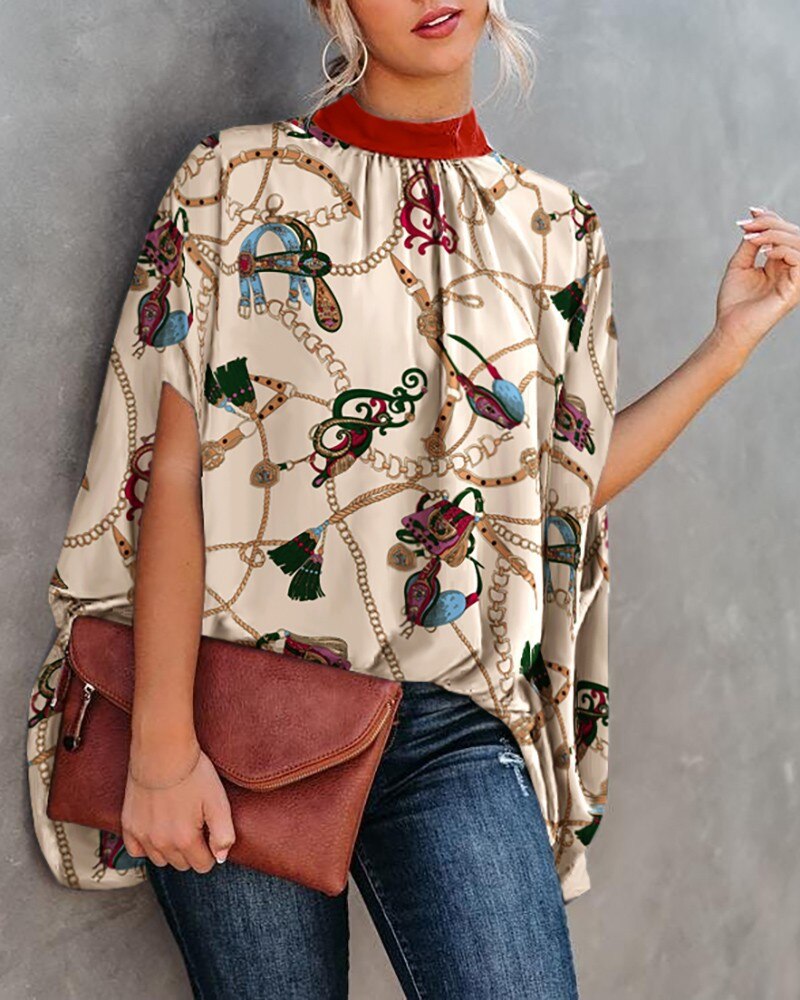 Elegante, locker sitzende Bluse mit Fledermausärmeln für den Sommer | Casual Fashion Streetwear Top