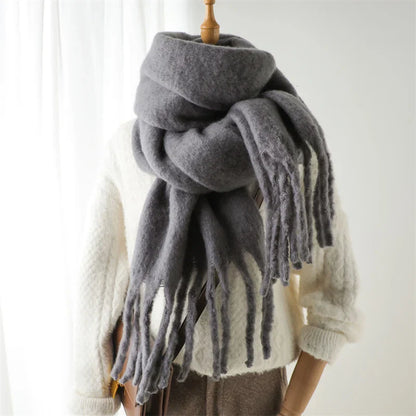 Velucci | Kaschmir Warmer Winterschal mit großen Quasten