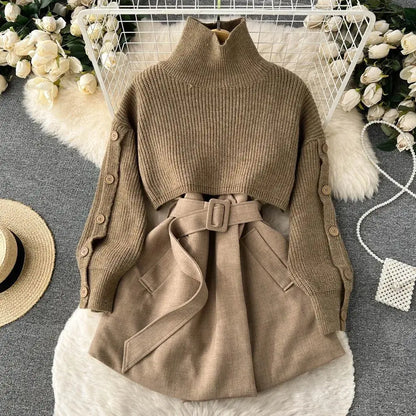 Laverne - Zweiteiliges Set mit Rollkragenpullover aus Strick