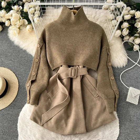 Laverne - Zweiteiliges Set mit Rollkragenpullover aus Strick