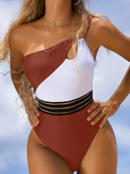 Bikini-Badebekleidung für Frauen Stoff-Panel-Patchwork-Body