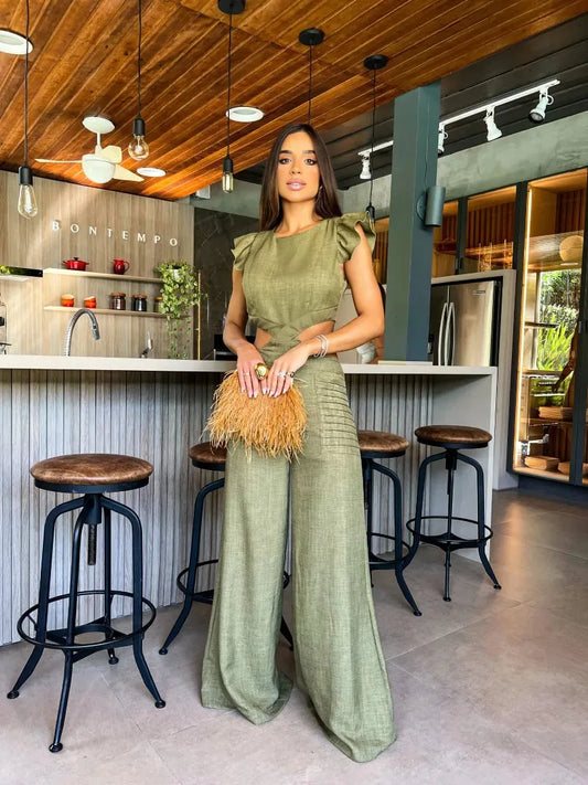 Laure - Eleganter ärmelloser Jumpsuit mit weitem Bein
