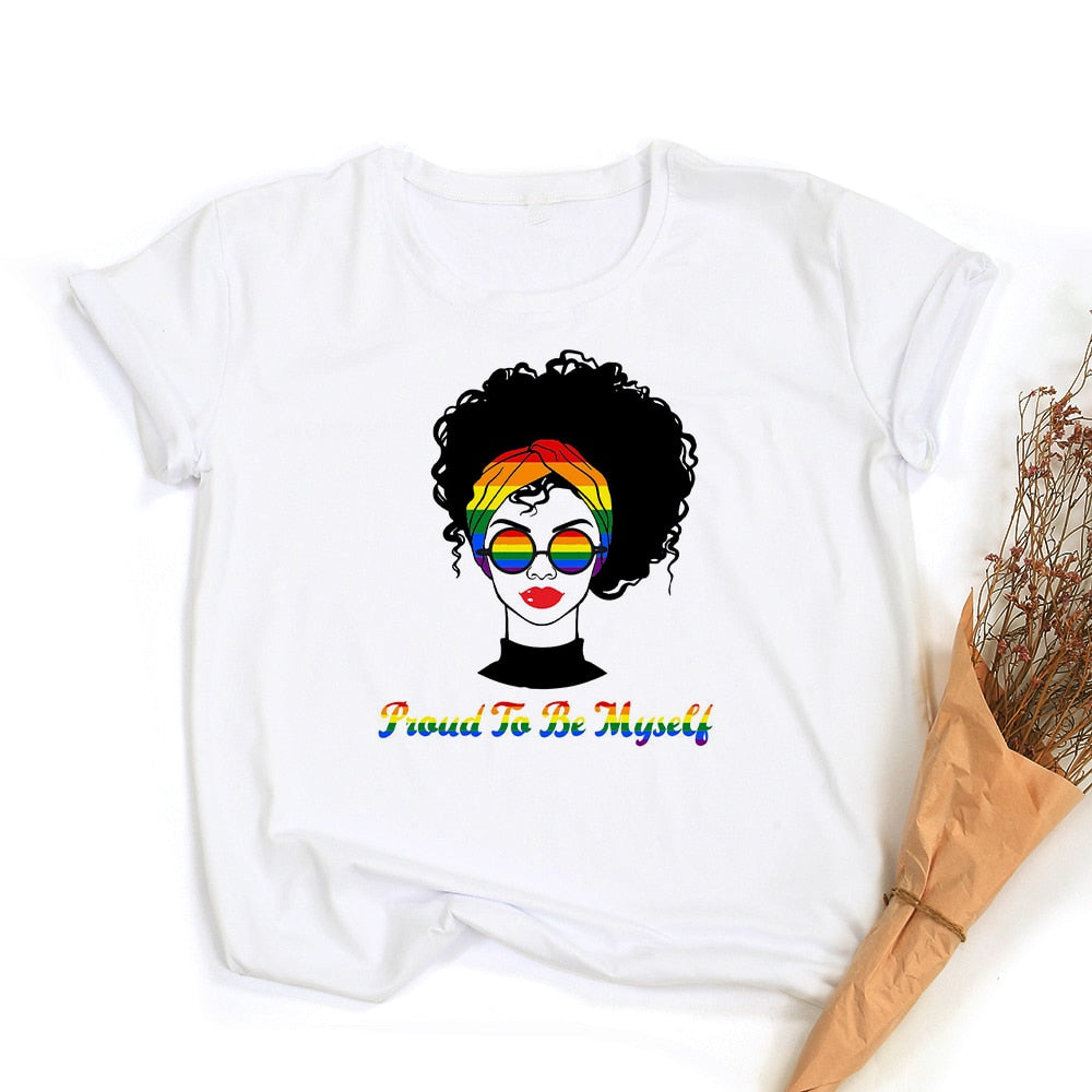 Frieden Liebe Gleichheit Regenbogen Grafik T-Shirt | LGBT Stolz Retro Sommer Top