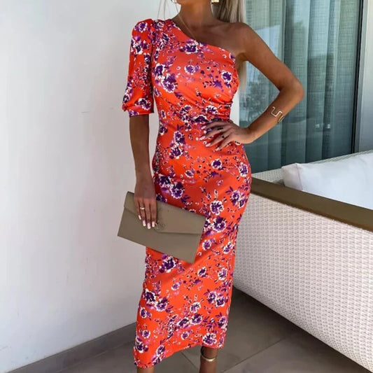 Celeste - Ein-Schulter-Kleid mit Puffärmeln