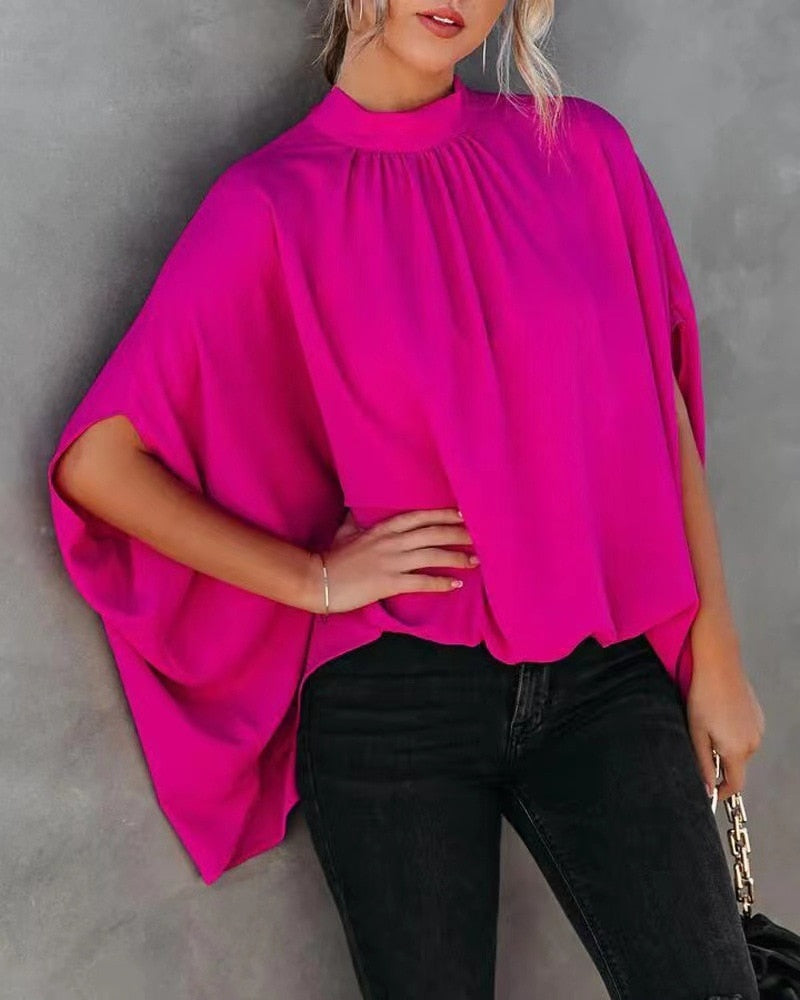 Elegante, locker sitzende Bluse mit Fledermausärmeln für den Sommer | Casual Fashion Streetwear Top