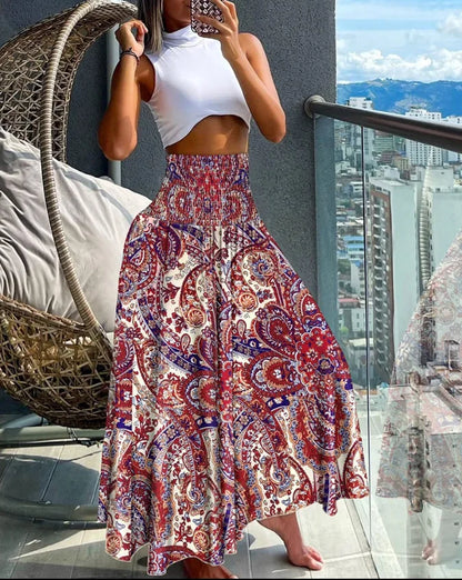 Emmeline - Elastischer A-Linien-Rock mit hoher Taille, großem Schwung und langem Rockteil