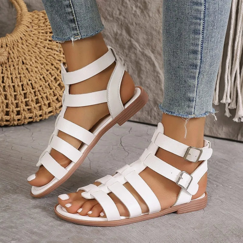 AVA | Elegante Damen Sandalen Braun Weiß