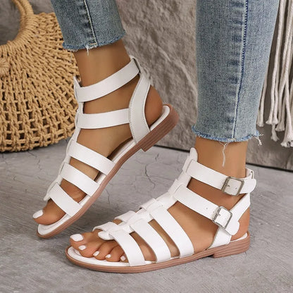 AVA | Elegante Damen Sandalen Braun Weiß