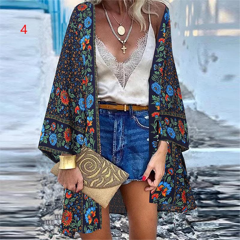 Bohemian Floral Bluse Lässig Lose Strand