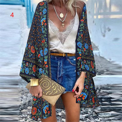 Bohemian Floral Bluse Lässig Lose Strand