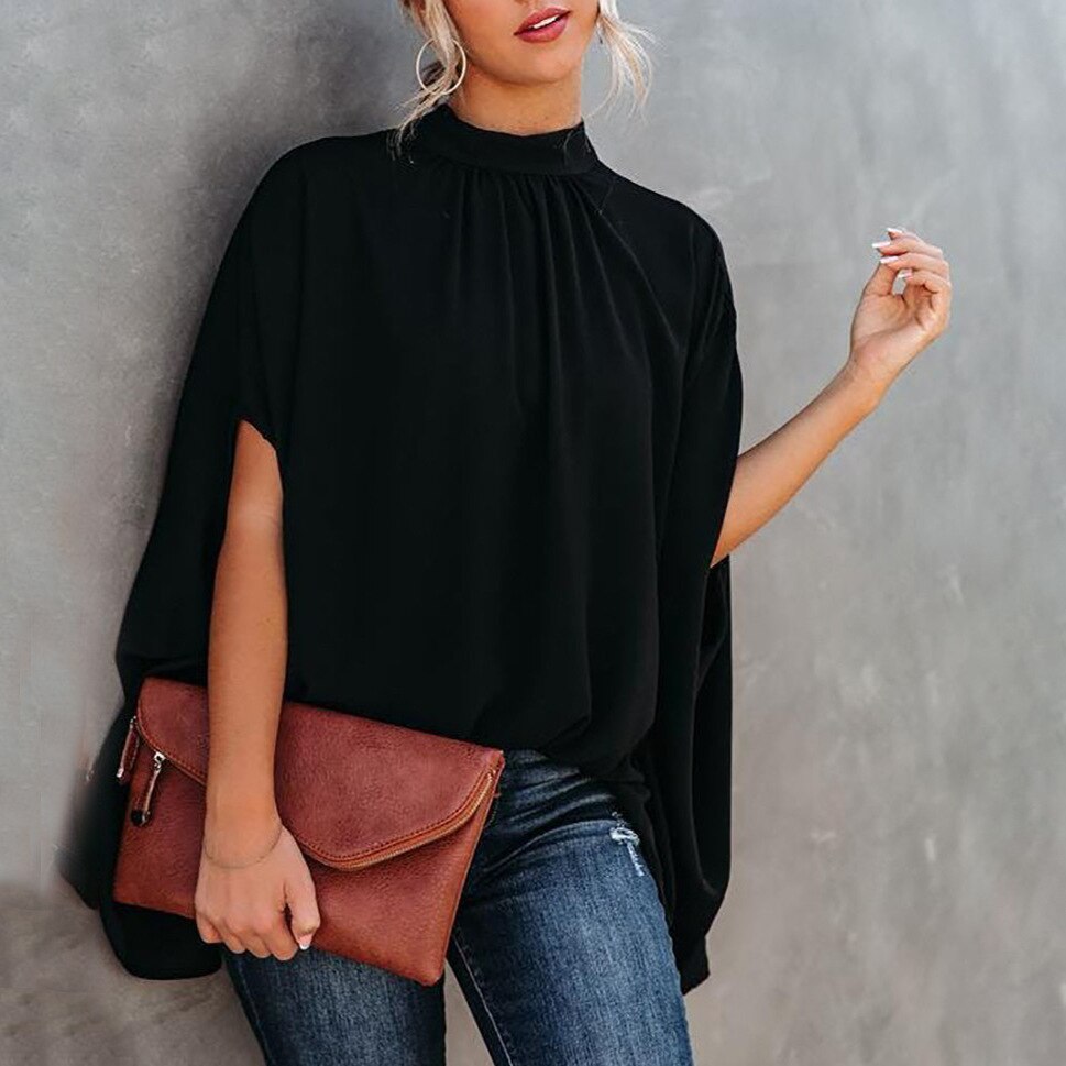 Elegante, locker sitzende Bluse mit Fledermausärmeln für den Sommer | Casual Fashion Streetwear Top
