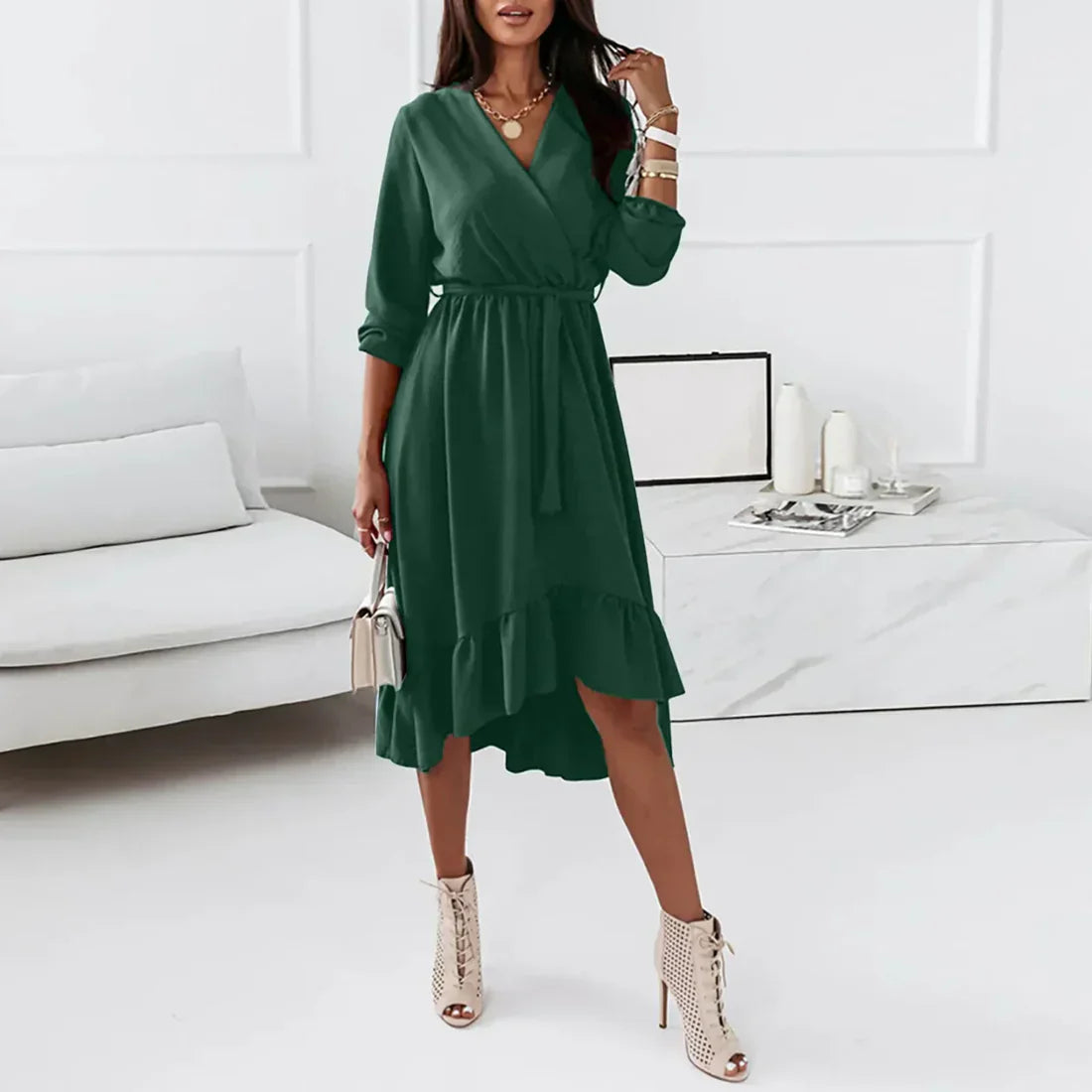 Aurelia - Schönes langärmeliges Wickelkleid