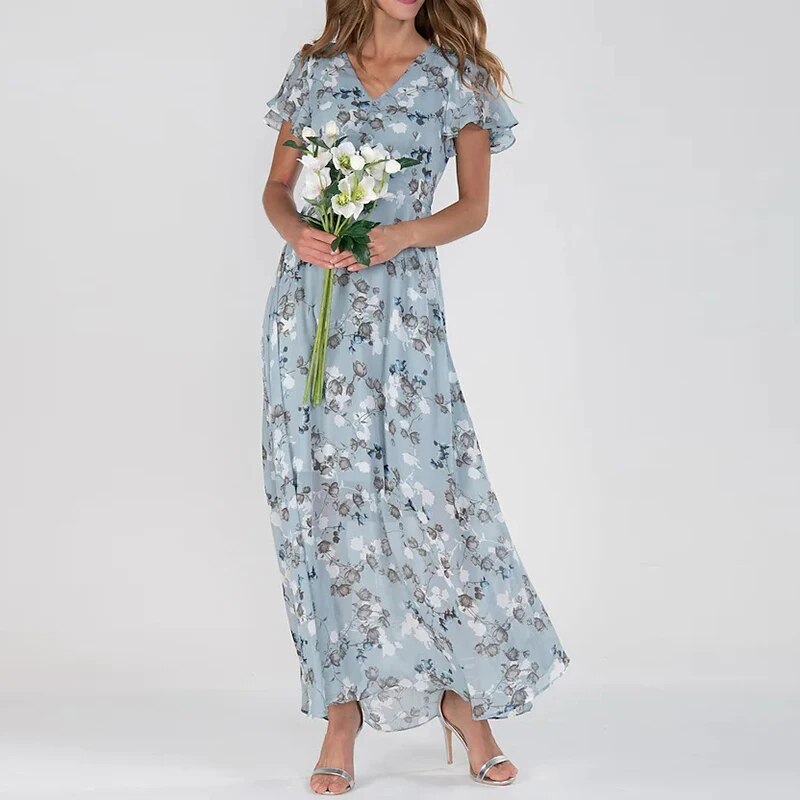 Victoria - Langes Sommerkleid mit floralem Muster