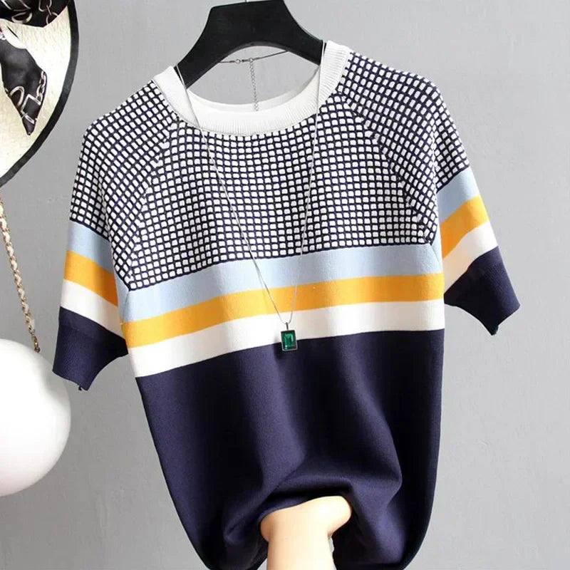 Amara Bluse | Kurzärmelige Strickbluse