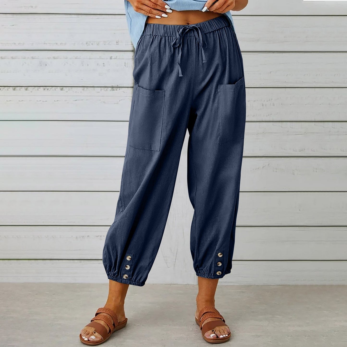 Elda-Hose - Caprihose aus Leinen für Damen für lässigen Komfort im lockeren Stil