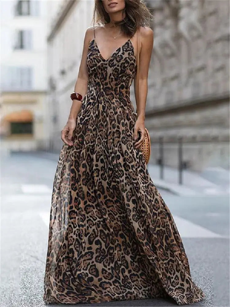 Audrey - Kleid mit Leopardenmuster und V-Ausschnitt
