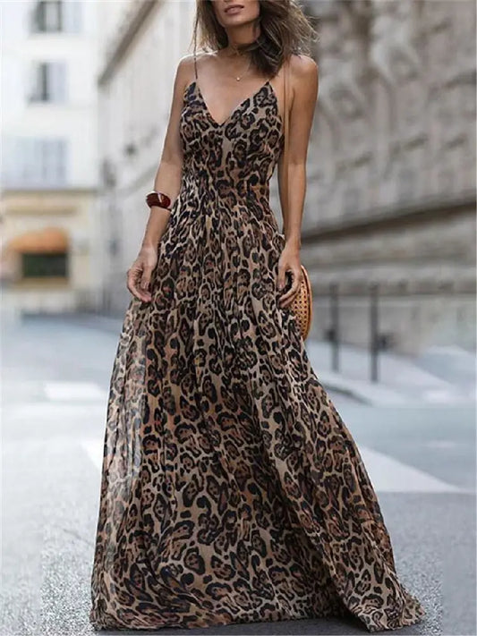 Audrey - Kleid mit Leopardenmuster und V-Ausschnitt