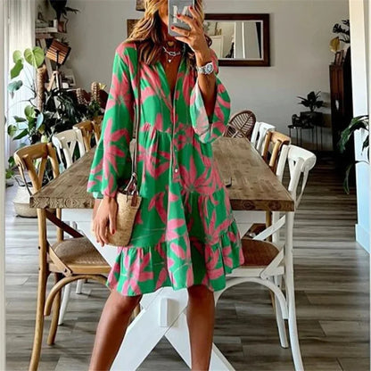 Juliene -Halblanges Kleid mit ausgestellten Ärmeln