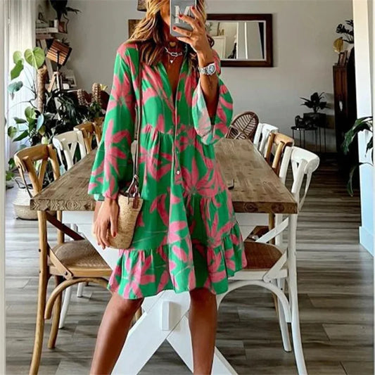 Juliene -Halblanges Kleid mit ausgestellten Ärmeln