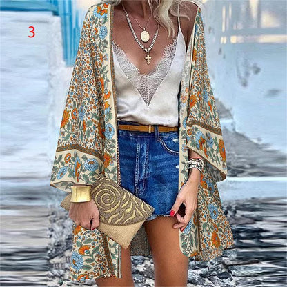 Bohemian Floral Bluse Lässig Lose Strand