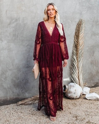 Eva | Maxikleid aus Spitze mit Schlitz