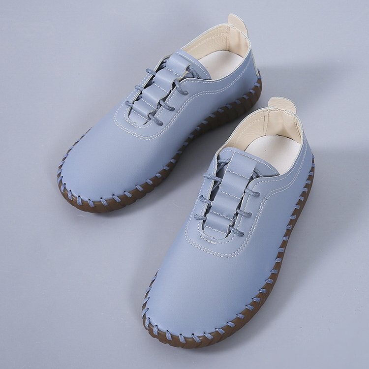 Damen weiches Leder hohle Schnürschuhe flach
