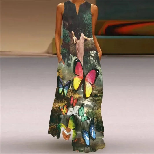 Noreen - Langes Kleid mit Retromuster