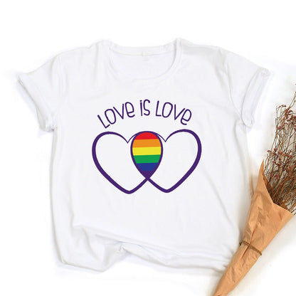 Frieden Liebe Gleichheit Regenbogen Grafik T-Shirt | LGBT Stolz Retro Sommer Top