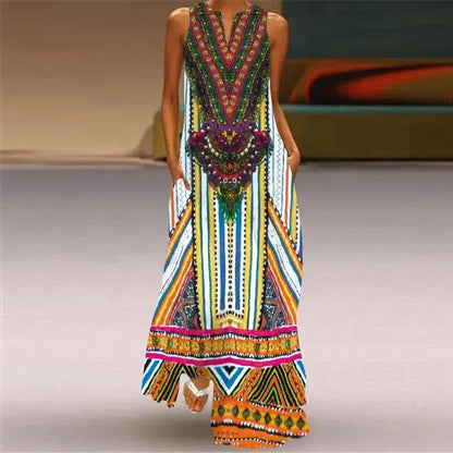 Noreen - Langes Kleid mit Retromuster