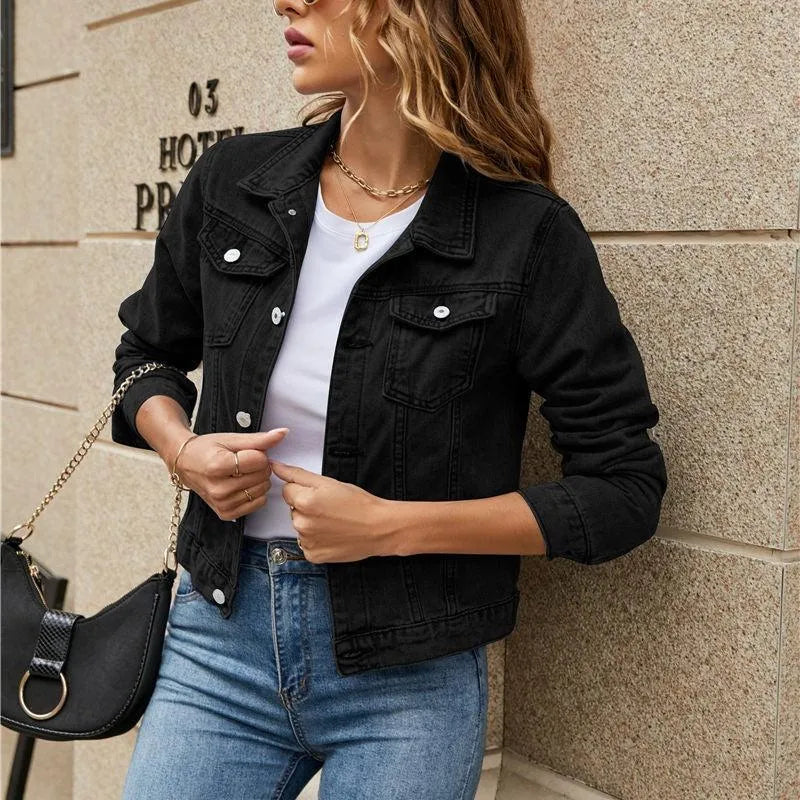 Damen Jeansjacke - modisch - strapazierfähiger Denim mit Knopfverschluss und Brusttaschen - perfekt für lässige Outfits