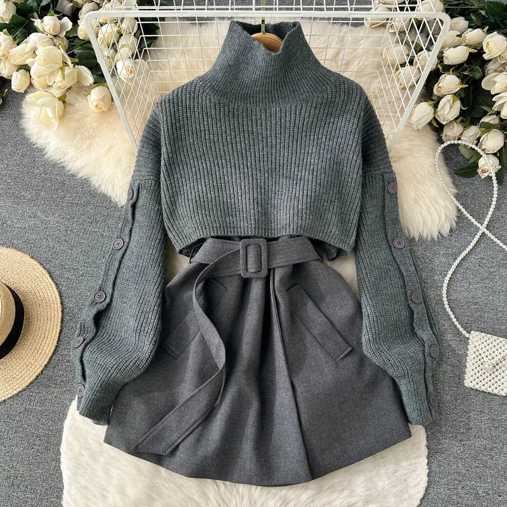 Laverne - Zweiteiliges Set mit Rollkragenpullover aus Strick