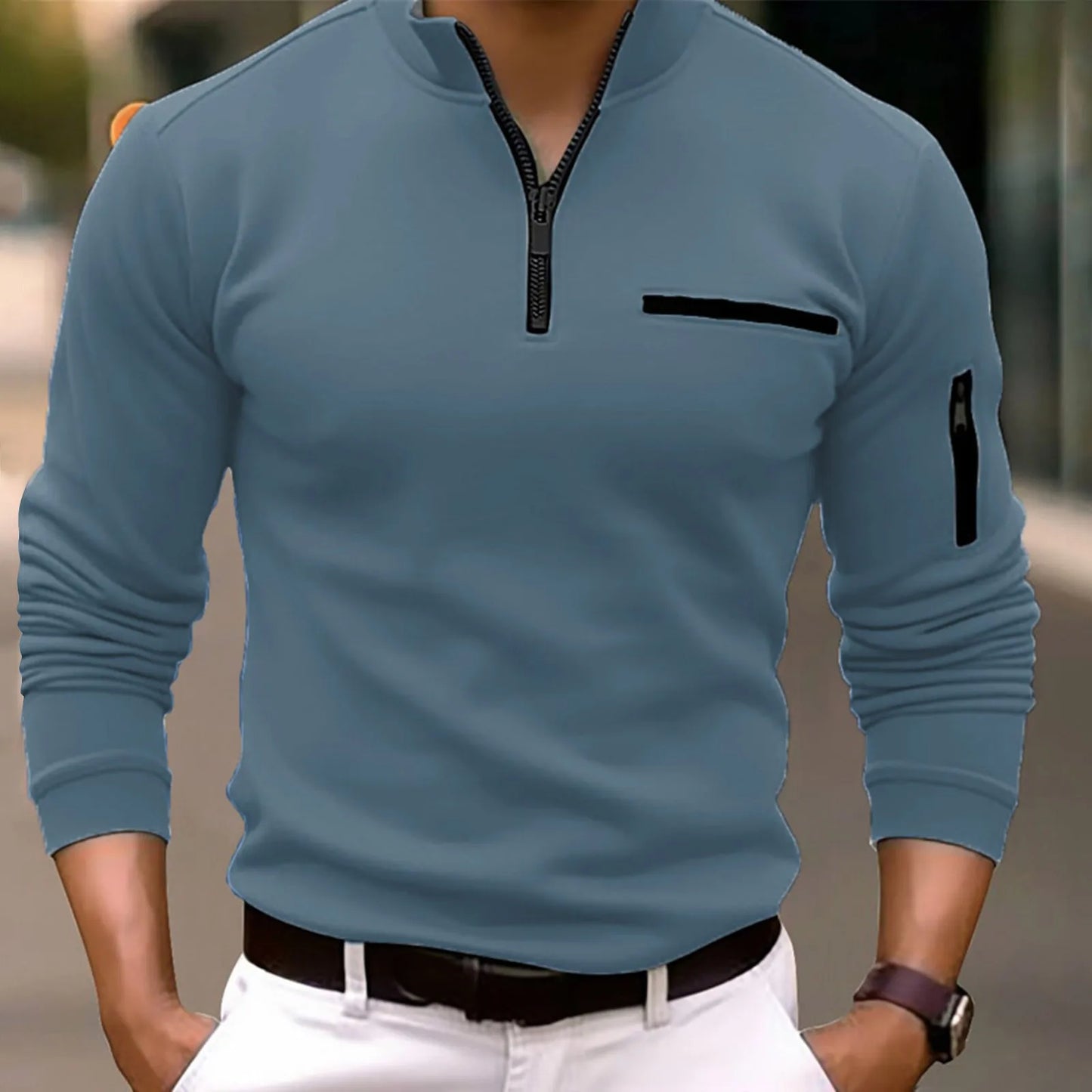 Chris | Hochwertiges Langarmshirt mit Viertelreißverschluss