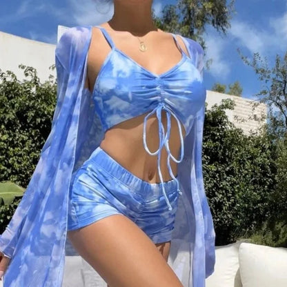 Olivia® | 3 in 1 Bikinioberteil + Hose + Kimono