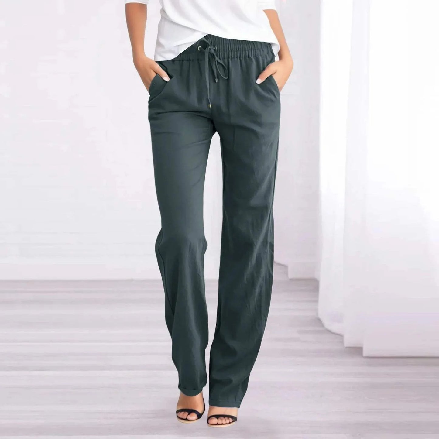 Damen Leinenhose - Entspannt - Atmungsactivees Material, elastischer Bund - Perfekt für einen entspannten Tag
