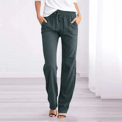 Damen Leinenhose - Entspannt - Atmungsactivees Material, elastischer Bund - Perfekt für einen entspannten Tag