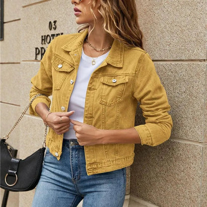 Damen Jeansjacke - modisch - strapazierfähiger Denim mit Knopfverschluss und Brusttaschen - perfekt für lässige Outfits
