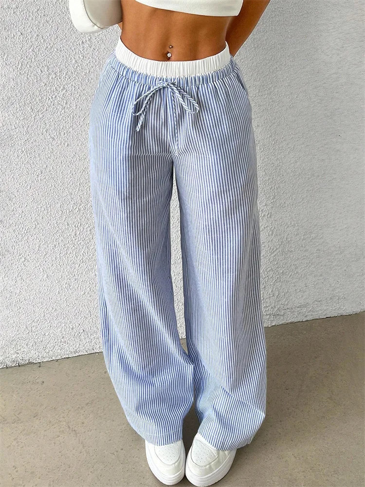 Sofia - Legere Hose mit weitem Bein und Streifenmuster für Frauen